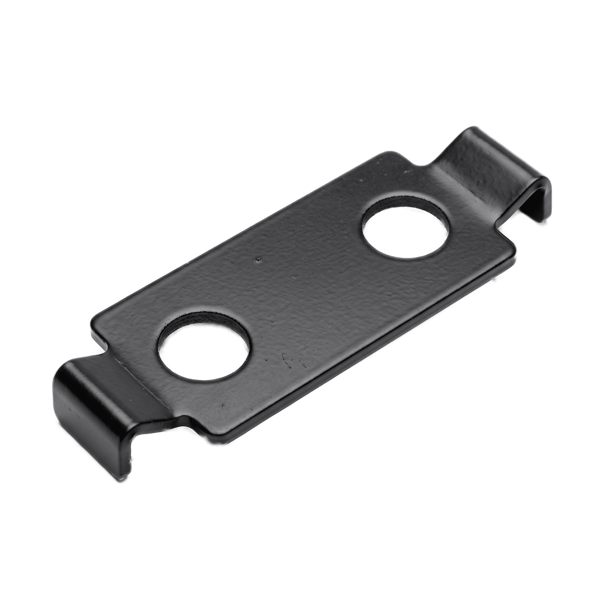 Powder-coated steel motorcycle rear plate with a textured, uniform black finish, made by Thimark